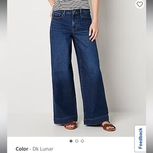 a.n.a. High-rise, wide-leg dark blue jeans, size 8